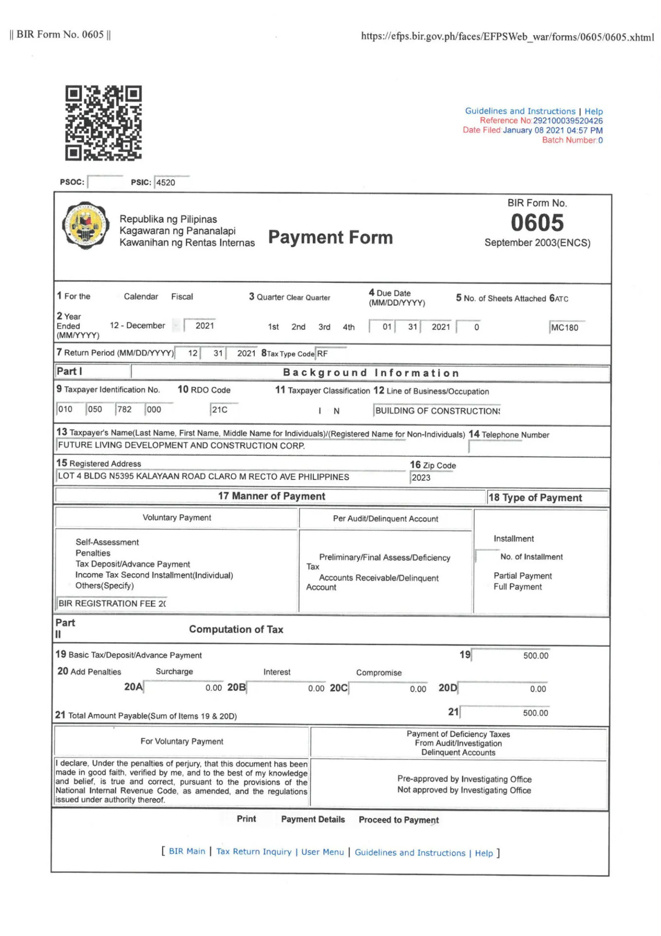 BIR Annual Business Registration