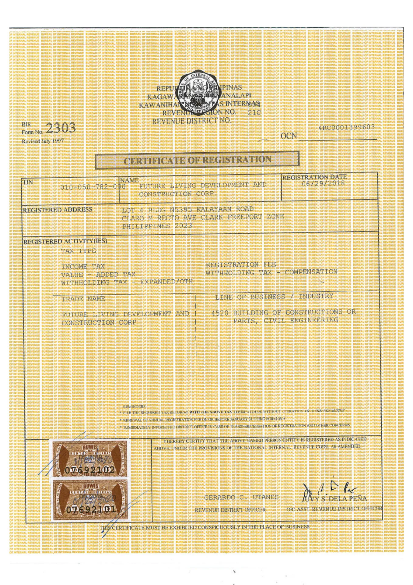 BIR Certificate of Registration