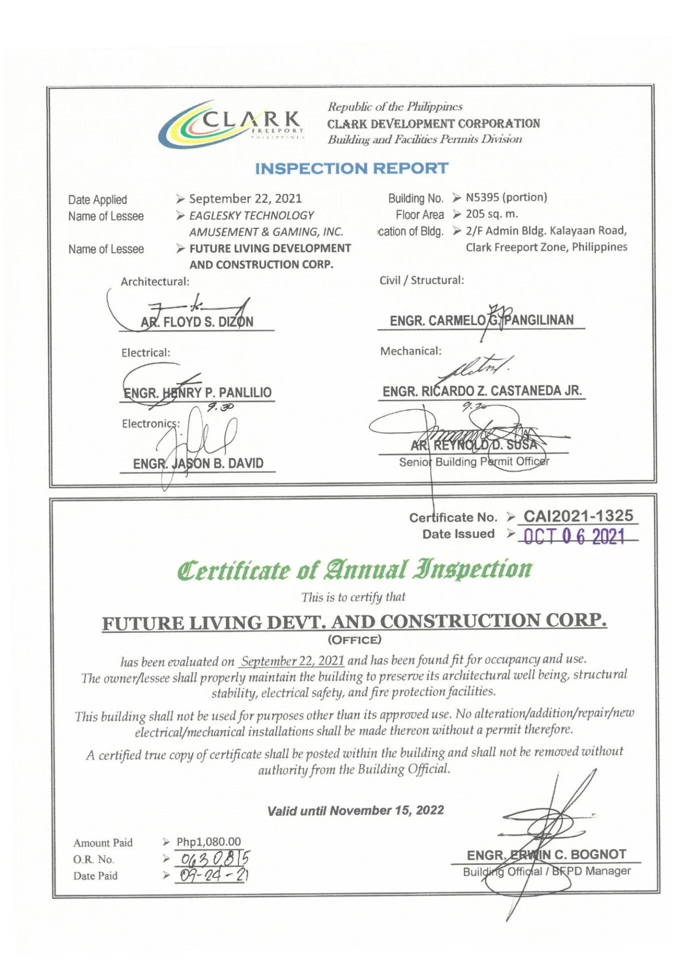 CDC Certificate of Occupancy