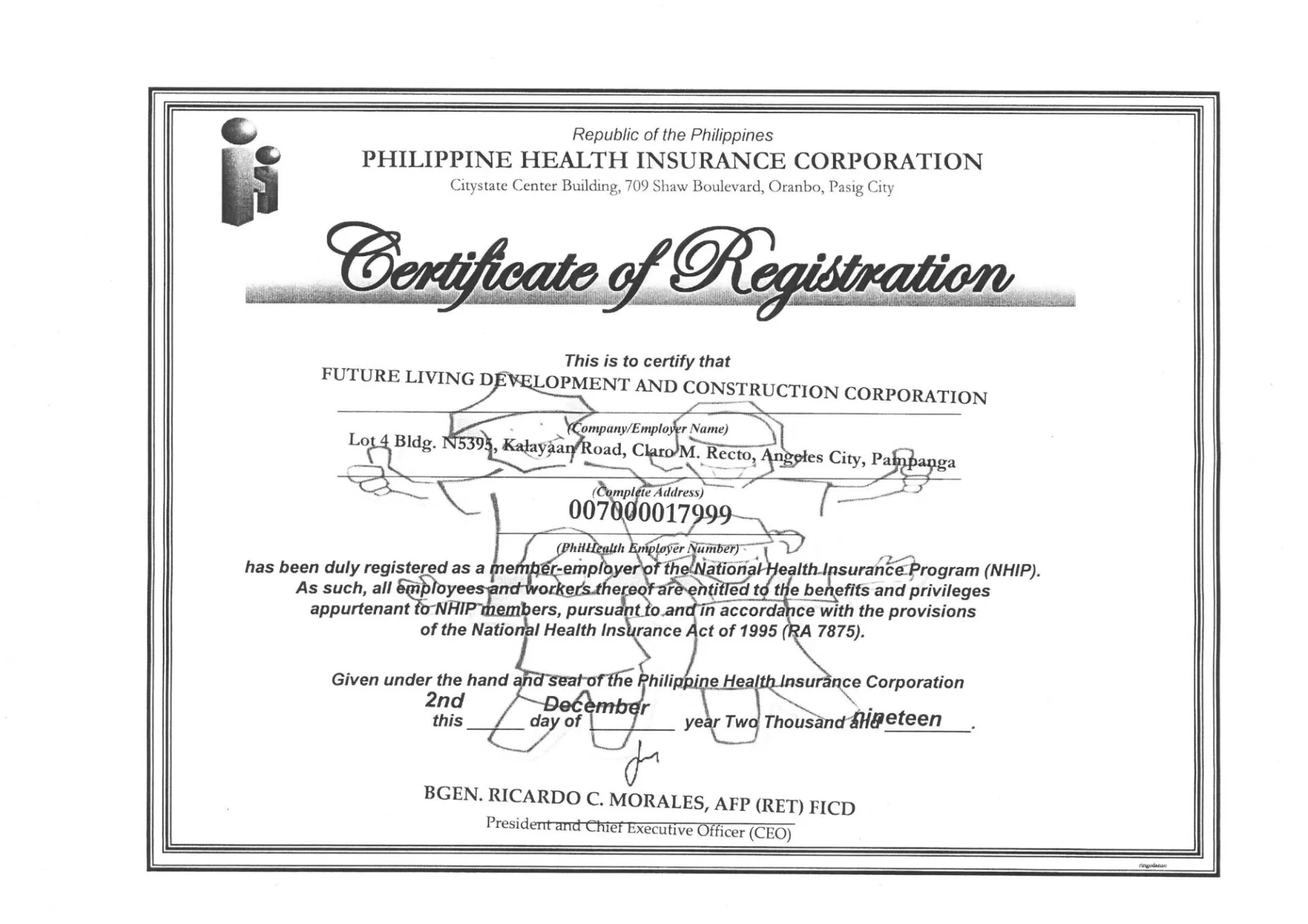 PHIC Certificate of Registration