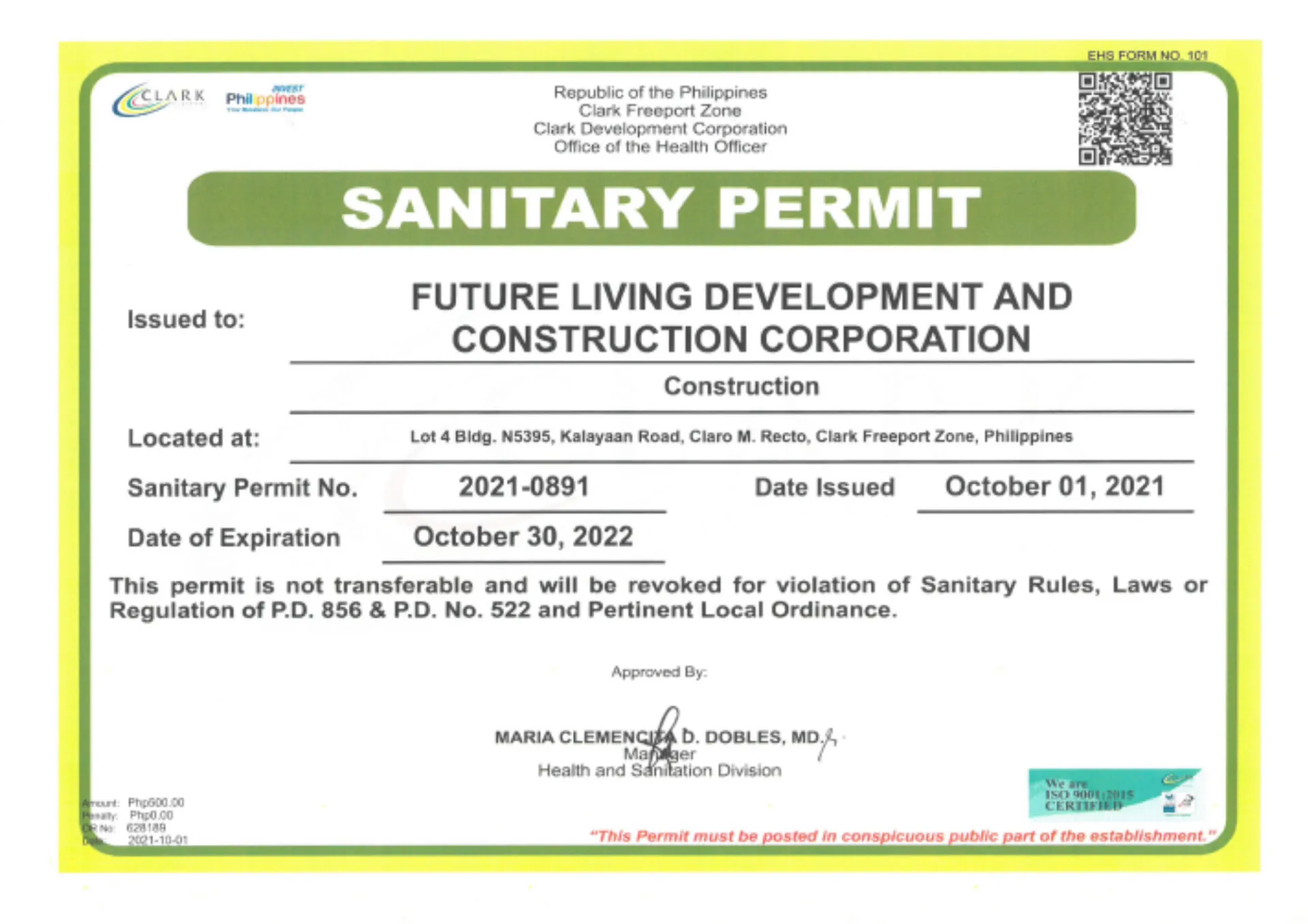 Sanitary Permit 2021-2022